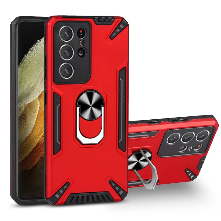 For Samsung Galaxy S21 Ultra 5G PC + TPU Protective Case with 360 Degrees Rotatable Ring Holder