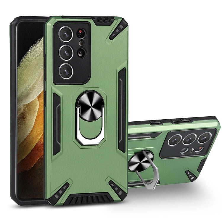 For Samsung Galaxy S21 Ultra 5G PC + TPU Protective Case with 360 Degrees Rotatable Ring Holder