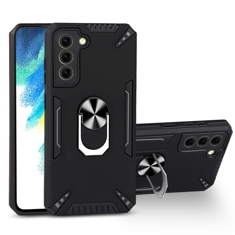 For Samsung Galaxy S21 FE PC + TPU Protective Case with 360 Degrees Rotatable Ring Holder