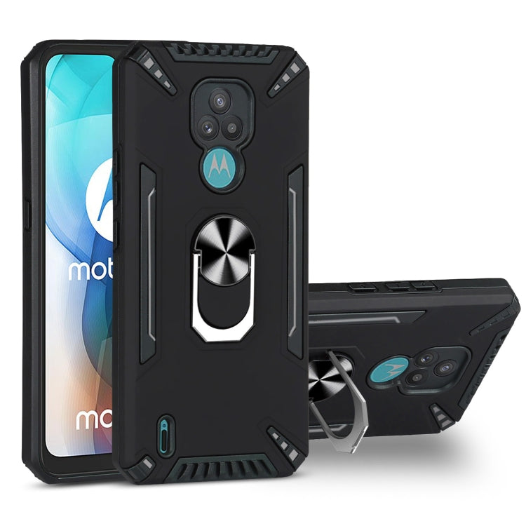 For Motorola Moto E7 PC + TPU Protective Case with 360 Degrees Rotatable Ring Holder