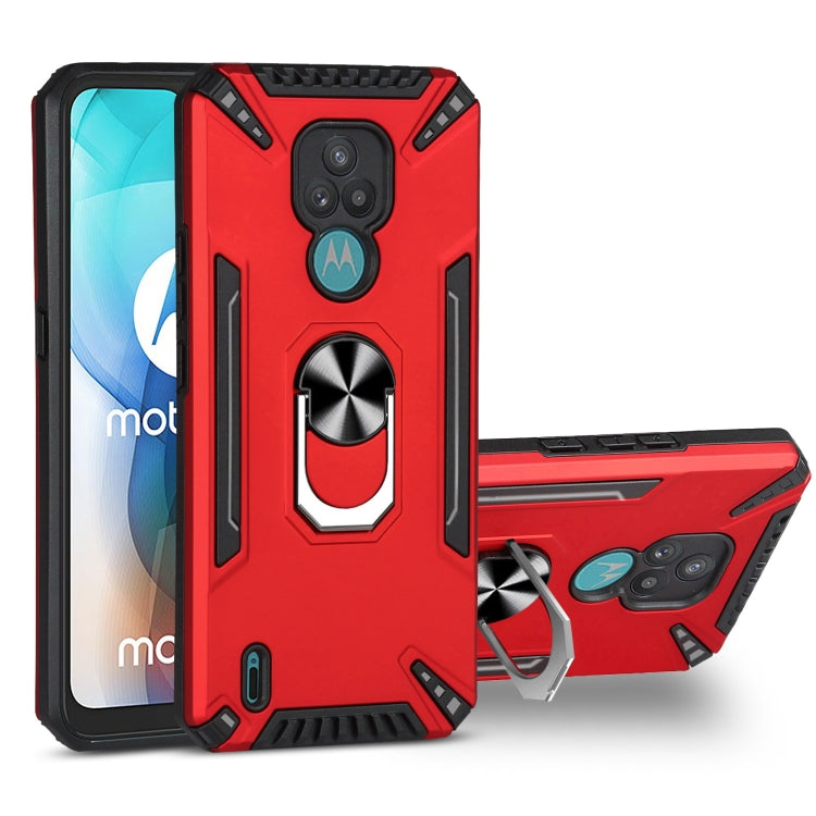 For Motorola Moto E7 PC + TPU Protective Case with 360 Degrees Rotatable Ring Holder