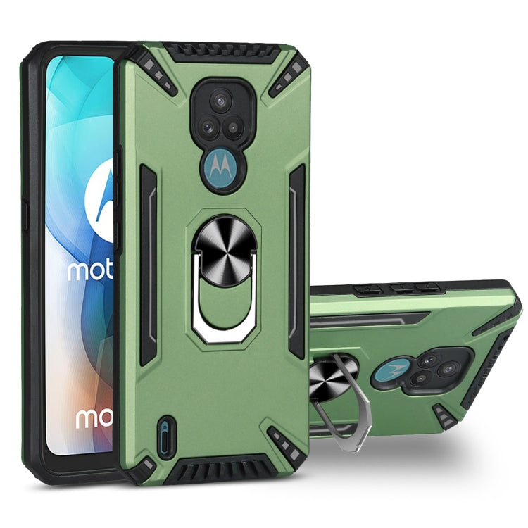 For Motorola Moto E7 PC + TPU Protective Case with 360 Degrees Rotatable Ring Holder