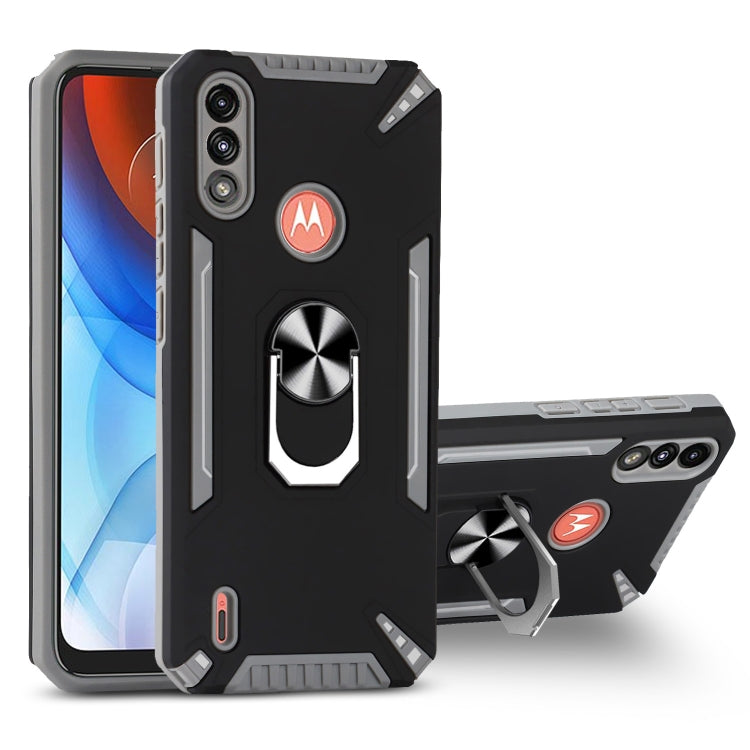 For Motorola Moto E7 Power PC + TPU Protective Case with 360 Degrees Rotatable Ring Holder