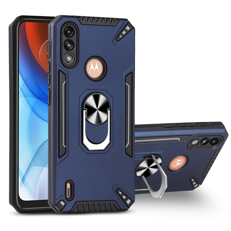 For Motorola Moto E7 Power PC + TPU Protective Case with 360 Degrees Rotatable Ring Holder