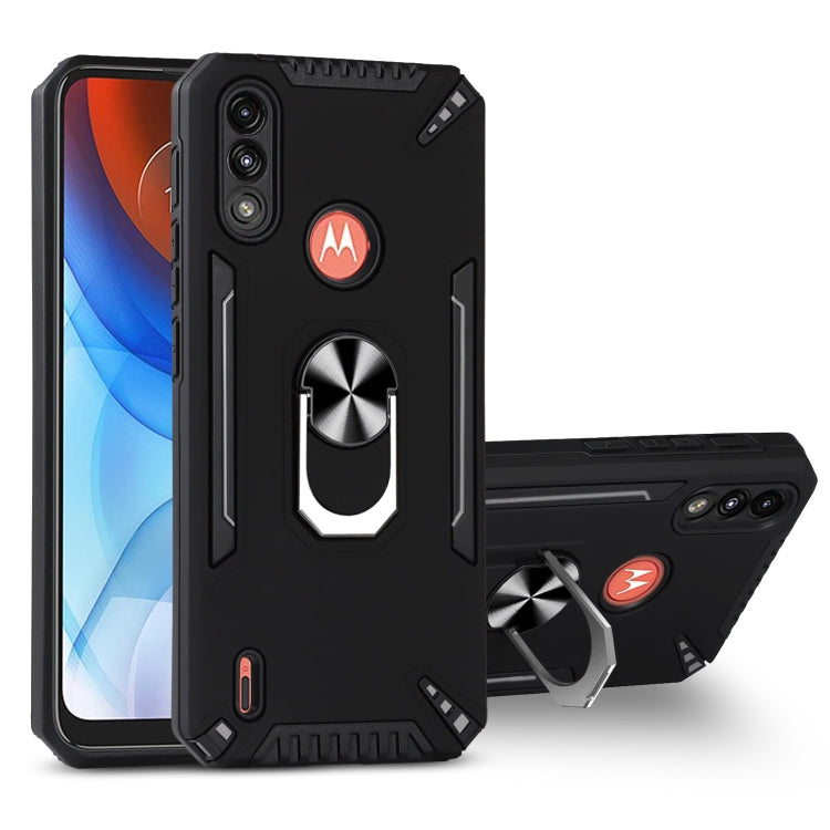 For Motorola Moto E7 Power PC + TPU Protective Case with 360 Degrees Rotatable Ring Holder