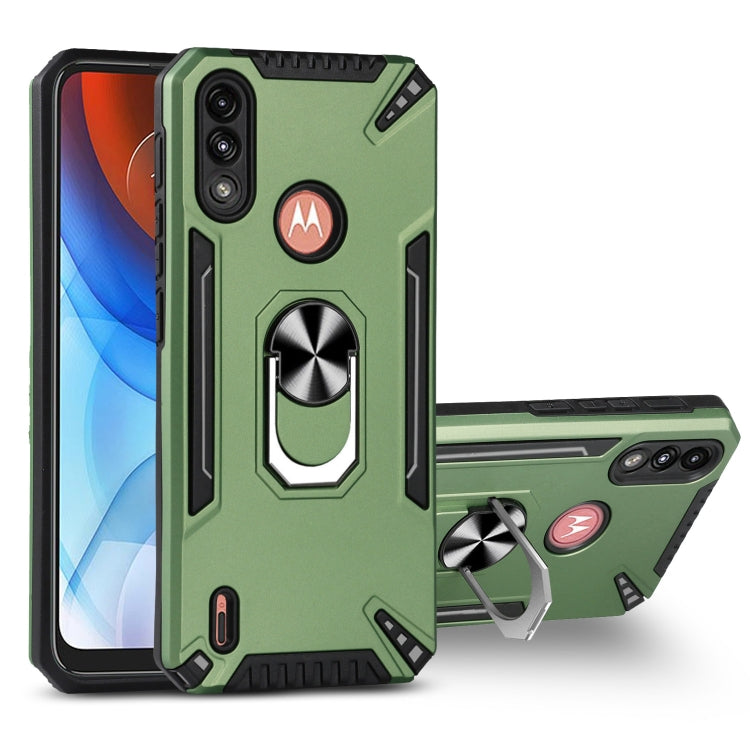 For Motorola Moto E7 Power PC + TPU Protective Case with 360 Degrees Rotatable Ring Holder