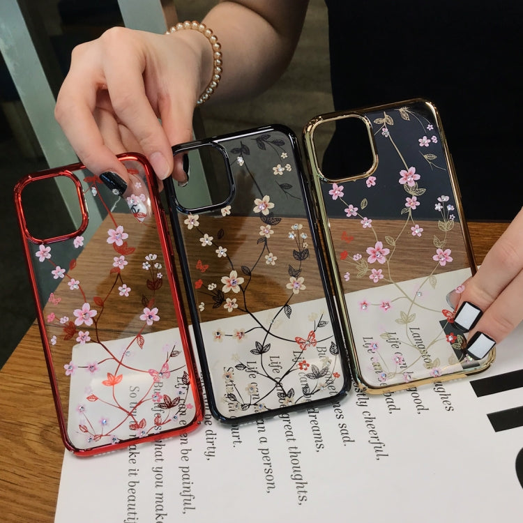 For iPhone 11 Pro Max SULADA Flower Pattern Plating Diamond PC Protective Case