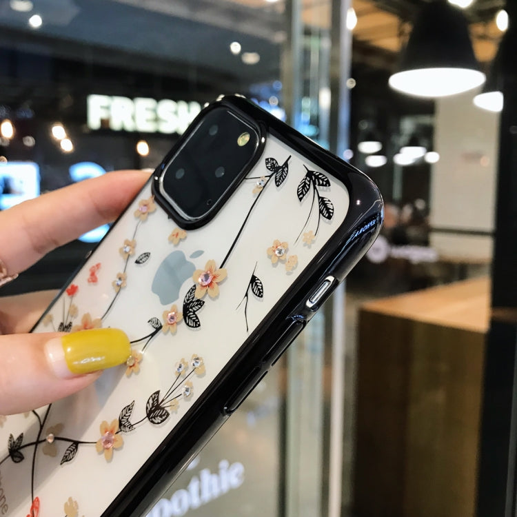For iPhone 11 Pro Max SULADA Flower Pattern Plating Diamond PC Protective Case