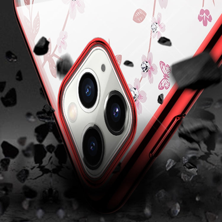 For iPhone 11 Pro Max SULADA Flower Pattern Plating Diamond PC Protective Case