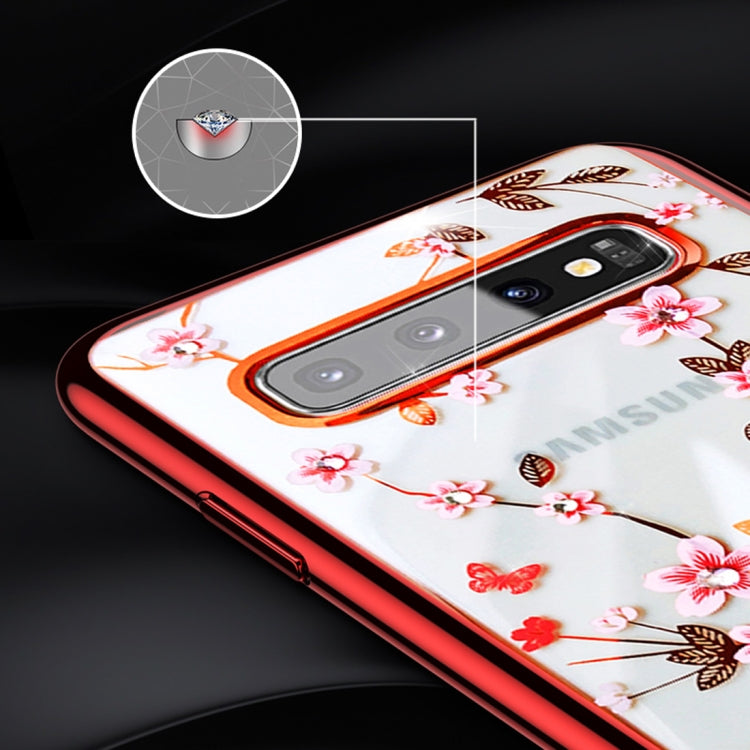 For Galaxy S10+ SULADA Flower Pattern Plating Diamond PC Protective Case