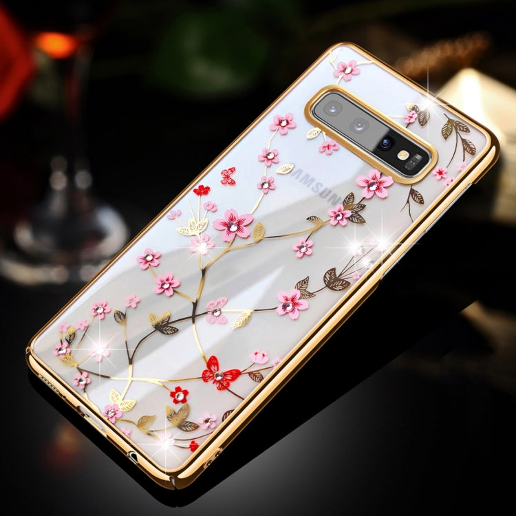 For Galaxy S10+ SULADA Flower Pattern Plating Diamond PC Protective Case