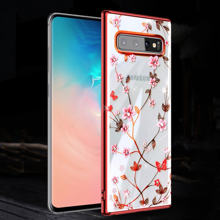 For Galaxy S10e SULADA Flower Pattern Plating Diamond PC Protective Case