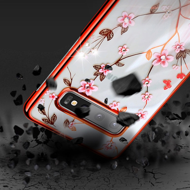 For Galaxy S10e SULADA Flower Pattern Plating Diamond PC Protective Case