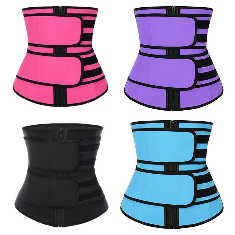 Women Rubber Neoprene Body Sculpting Zipper Double Waist Belt Body Shaping Waistband, Size:S