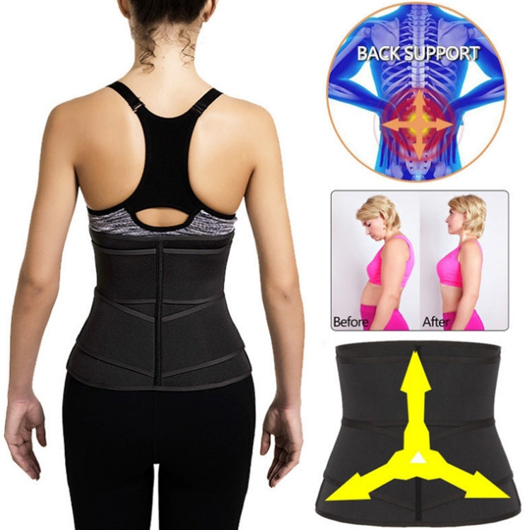 Women Rubber Neoprene Body Sculpting Zipper Double Waist Belt Body Shaping Waistband, Size:S