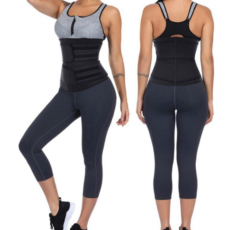 Women Rubber Neoprene Body Sculpting Zipper Double Waist Belt Body Shaping Waistband, Size:M