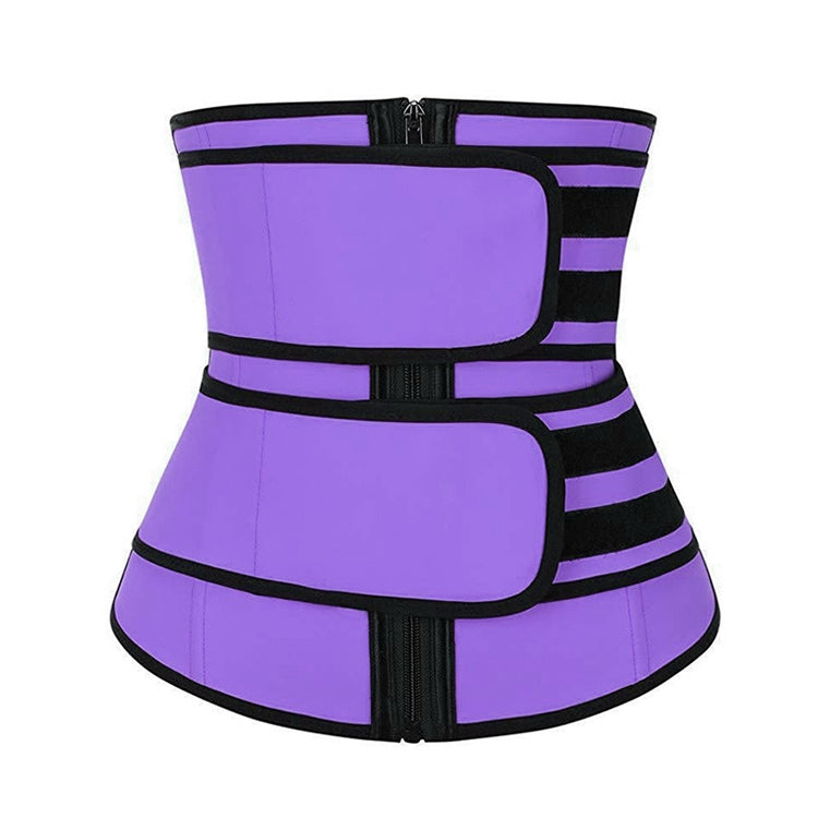 Women Rubber Neoprene Body Sculpting Zipper Double Waist Belt Body Shaping Waistband, Size:L