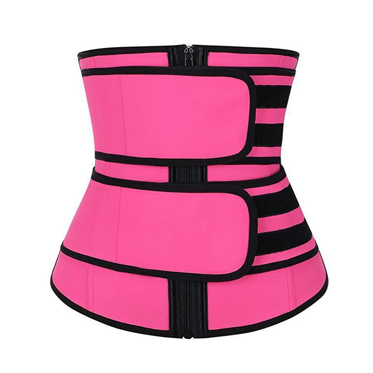 Women Rubber Neoprene Body Sculpting Zipper Double Waist Belt Body Shaping Waistband, Size:L