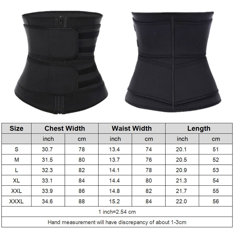 Women Rubber Neoprene Body Sculpting Zipper Double Waist Belt Body Shaping Waistband, Size:XXL