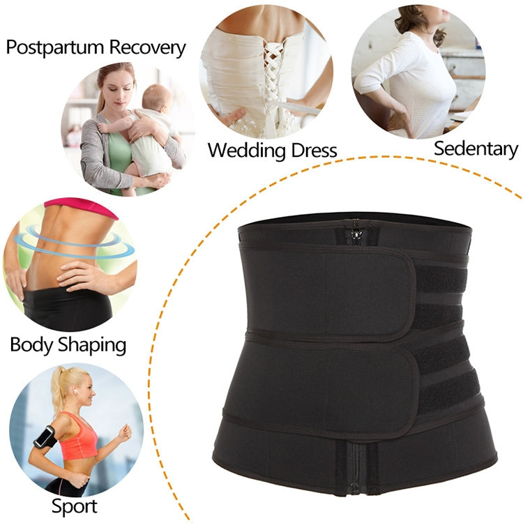 Women Rubber Neoprene Body Sculpting Zipper Double Waist Belt Body Shaping Waistband, Size:XXXL