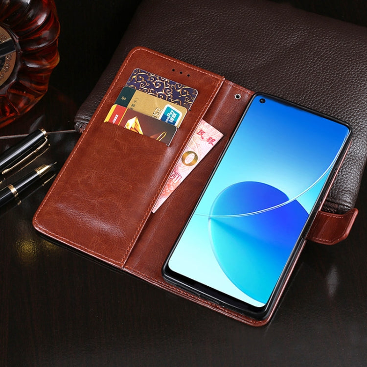 idewei Crazy Horse Texture Horizontal Flip Leather Case with Holder & Card Slots & Wallet For OPPO Reno6 Z 5G