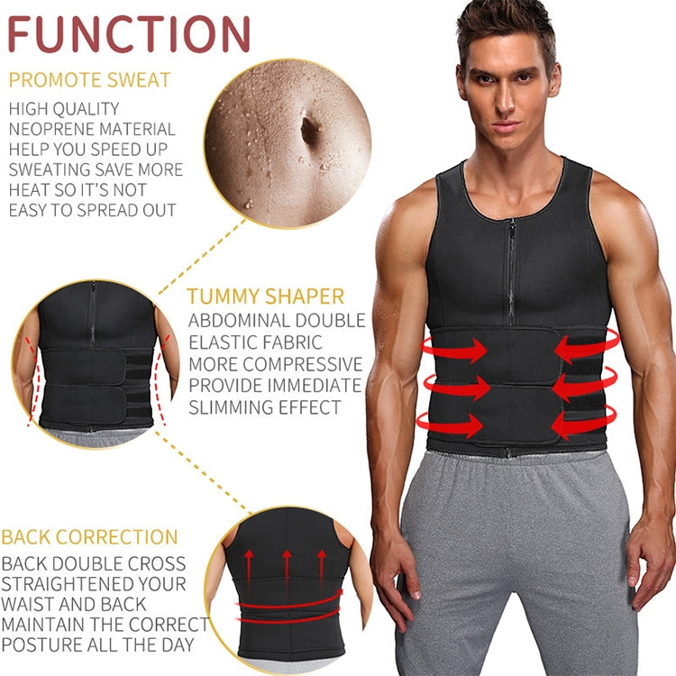 Neoprene Men Sport Body Shapers Vest Waist Body Shaping Corset, Size:L