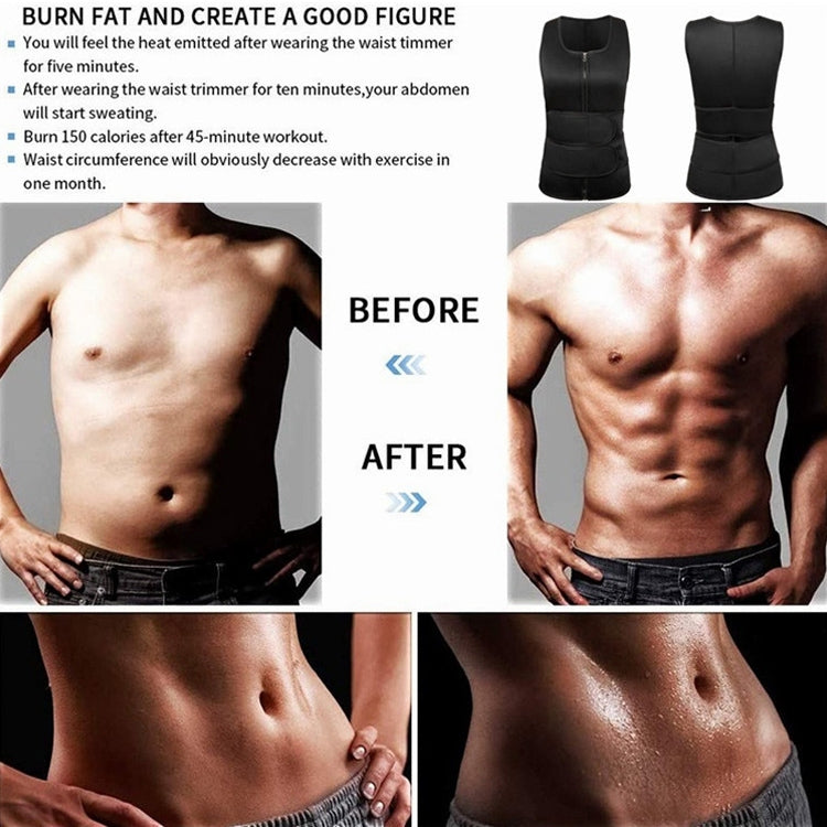 Neoprene Men Sport Body Shapers Vest Waist Body Shaping Corset, Size:L