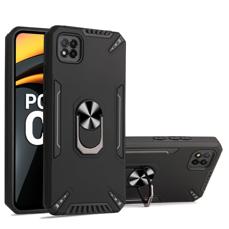 For Xiaomi Poco C3 PC + TPU Protective Case with 360 Degrees Rotatable Ring Holder