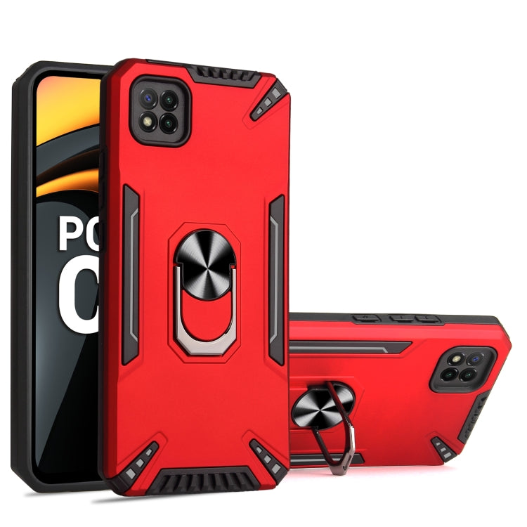 For Xiaomi Poco C3 PC + TPU Protective Case with 360 Degrees Rotatable Ring Holder