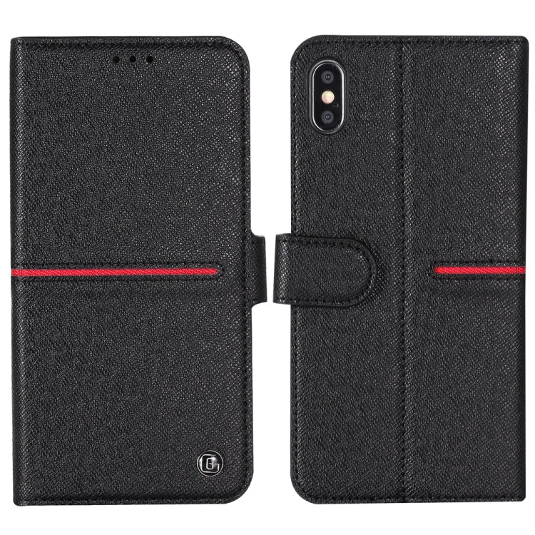 For iPhone XS / X GEBEI Top-grain Leather Horizontal Flip Protective Case with Holder & Card Slots & Wallet & Photo Frame