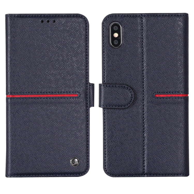 For iPhone XS / X GEBEI Top-grain Leather Horizontal Flip Protective Case with Holder & Card Slots & Wallet & Photo Frame