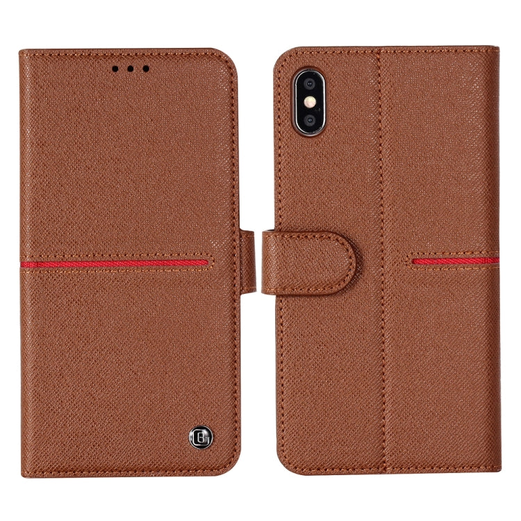 For iPhone XR GEBEI Top-grain Leather Horizontal Flip Protective Case with Holder & Card Slots & Wallet & Photo Frame