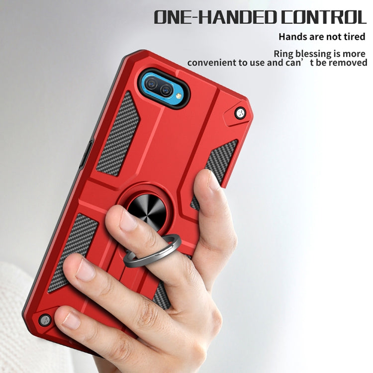 Carbon Fiber Pattern PC + TPU Protective Case with Ring Holder For OPPO A3s