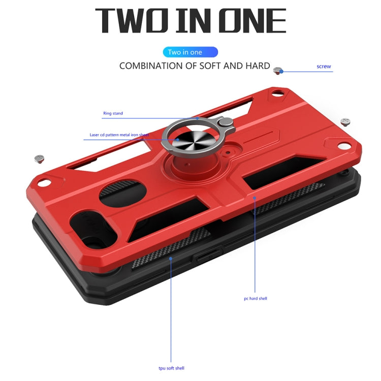 Carbon Fiber Pattern PC + TPU Protective Case with Ring Holder For OPPO A12 / A5s / A7