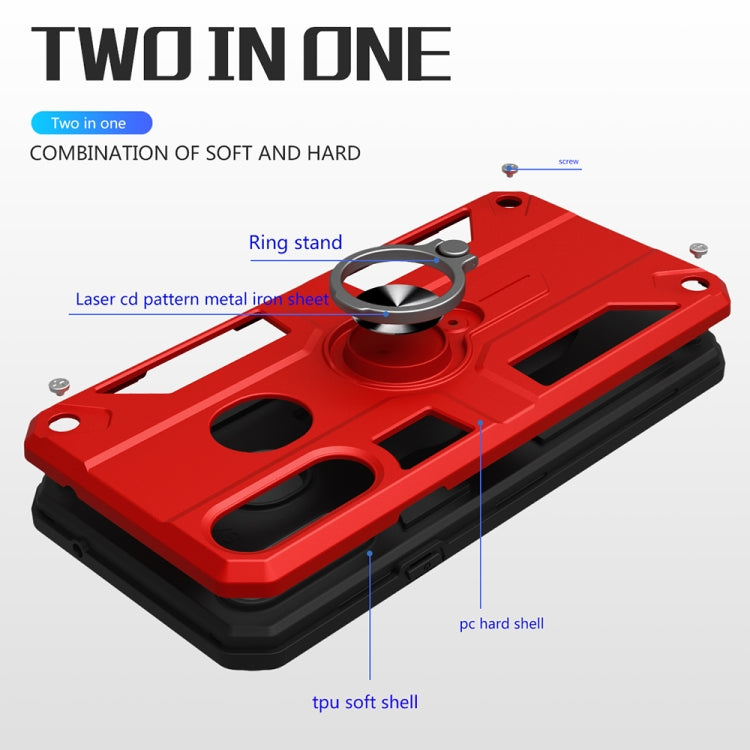 Carbon Fiber Pattern PC + TPU Protective Case with Ring Holder For OPPO A31 / A8