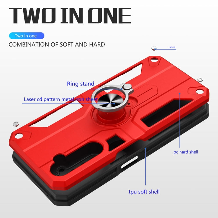 Carbon Fiber Pattern PC + TPU Protective Case with Ring Holder For OPPO Realme 6 Pro