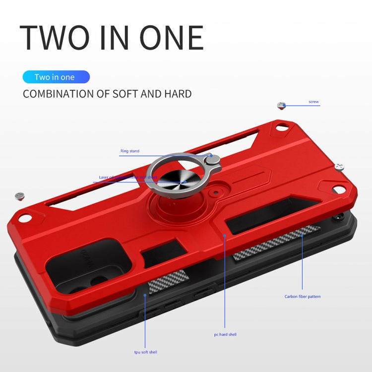 Carbon Fiber Pattern PC + TPU Protective Case with Ring Holder For vivo V20