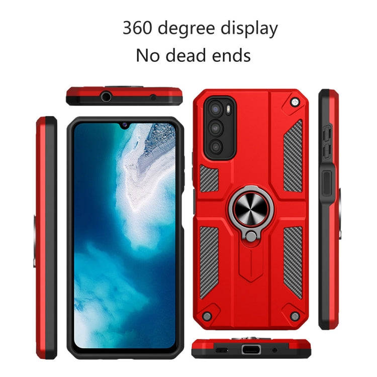 Carbon Fiber Pattern PC + TPU Protective Case with Ring Holder For vivo V20 SE