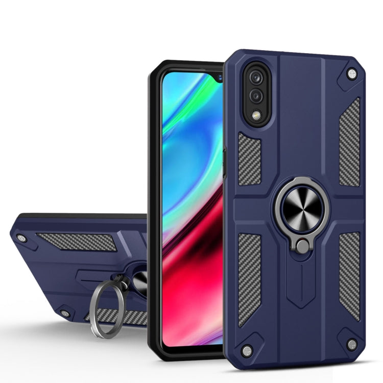 Carbon Fiber Pattern PC + TPU Protective Case with Ring Holder For vivo Y93