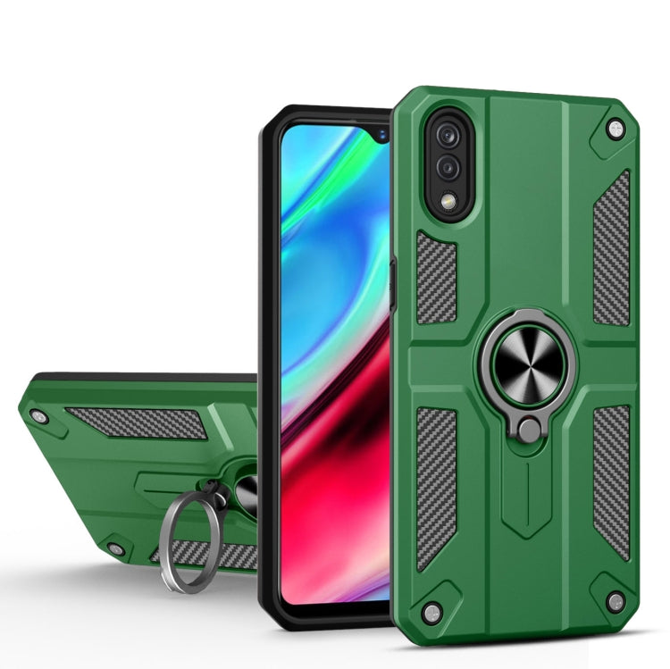 Carbon Fiber Pattern PC + TPU Protective Case with Ring Holder For vivo Y93