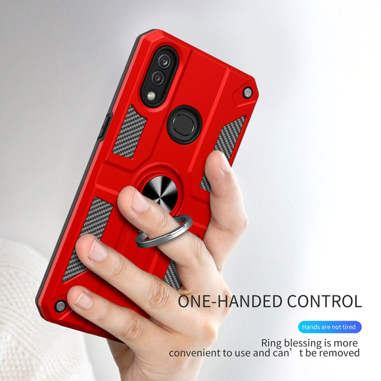 Carbon Fiber Pattern PC + TPU Protective Case with Ring Holder For vivo Y95