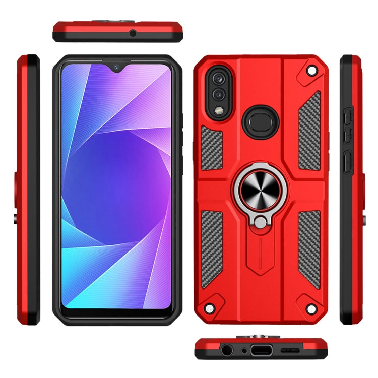 Carbon Fiber Pattern PC + TPU Protective Case with Ring Holder For vivo Y95