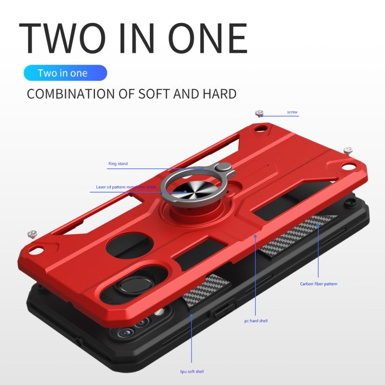 Carbon Fiber Pattern PC + TPU Protective Case with Ring Holder For vivo Y95