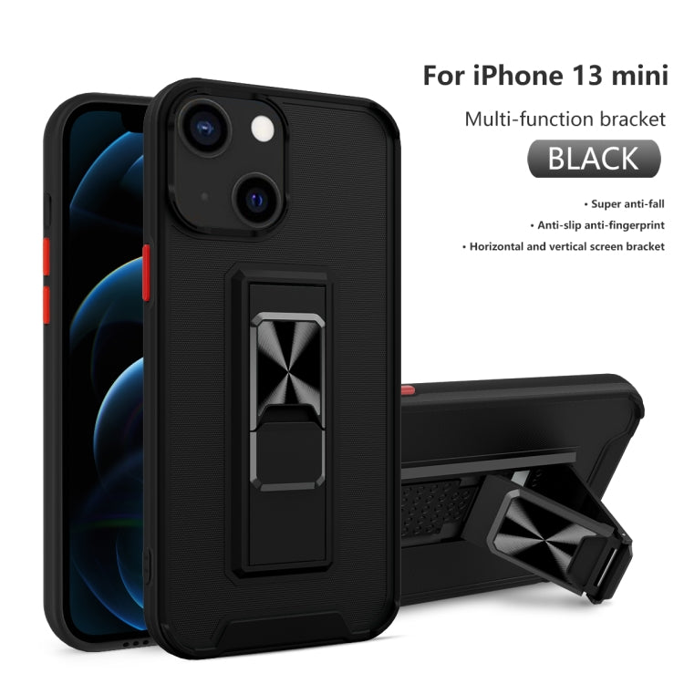For iPhone 13 mini Dual-color Skin Feel TPU + PC Magnetic Shockproof Case with Invisible Holder