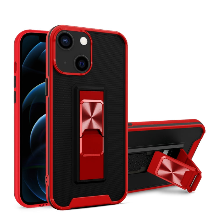 For iPhone 13 mini Dual-color Skin Feel TPU + PC Magnetic Shockproof Case with Invisible Holder