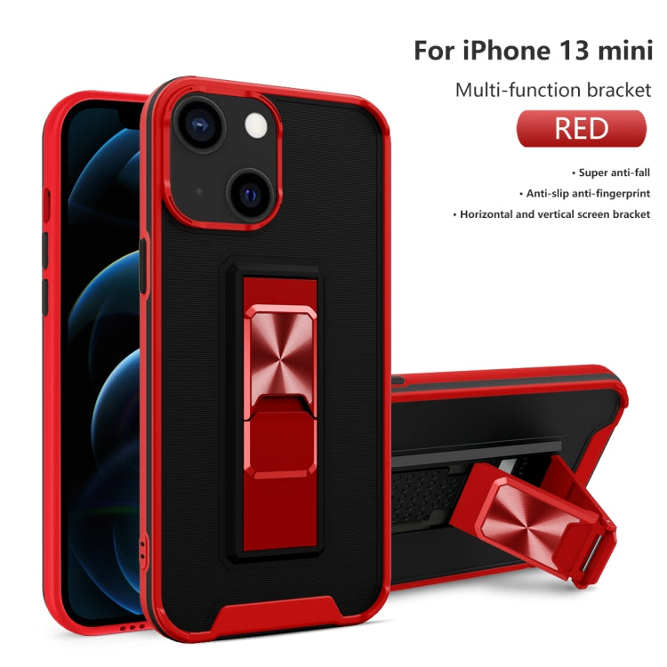 For iPhone 13 mini Dual-color Skin Feel TPU + PC Magnetic Shockproof Case with Invisible Holder