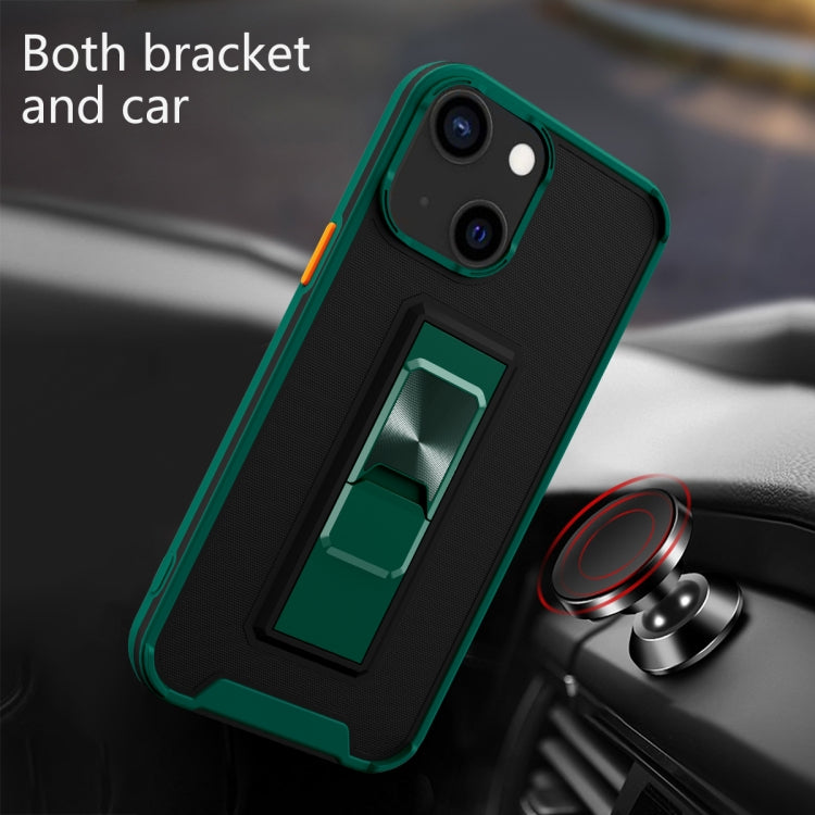 For iPhone 13 mini Dual-color Skin Feel TPU + PC Magnetic Shockproof Case with Invisible Holder