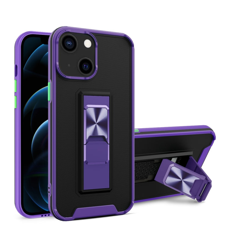For iPhone 13 Dual-color Skin Feel TPU + PC Magnetic Shockproof Case with Invisible Holder