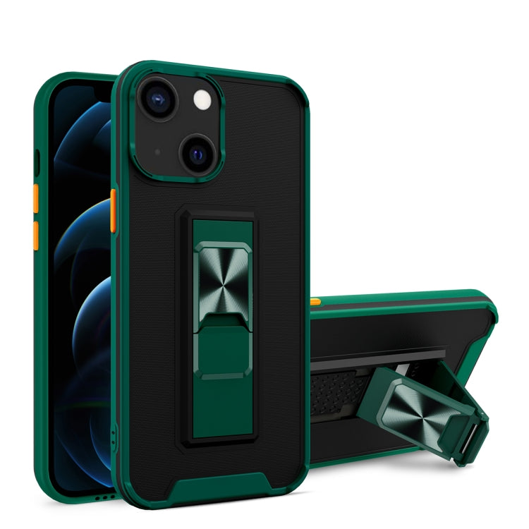 For iPhone 13 Dual-color Skin Feel TPU + PC Magnetic Shockproof Case with Invisible Holder