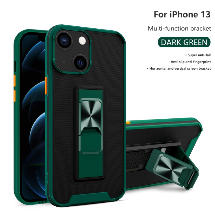 For iPhone 13 Dual-color Skin Feel TPU + PC Magnetic Shockproof Case with Invisible Holder